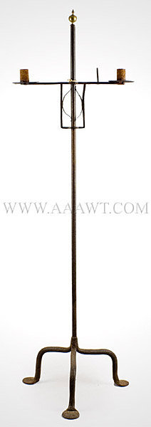 Candlestand, Wrought Iron Floor Type, Adjustable, Double Candle Sockets
Anonymous
Early 18th Century, entire view 1